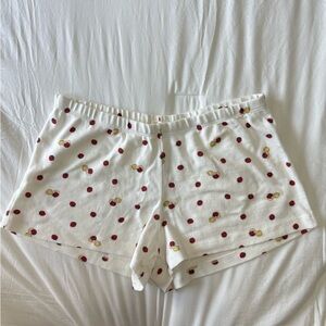 Brandy Melville White and Red Strawberry Sleep Shorts
